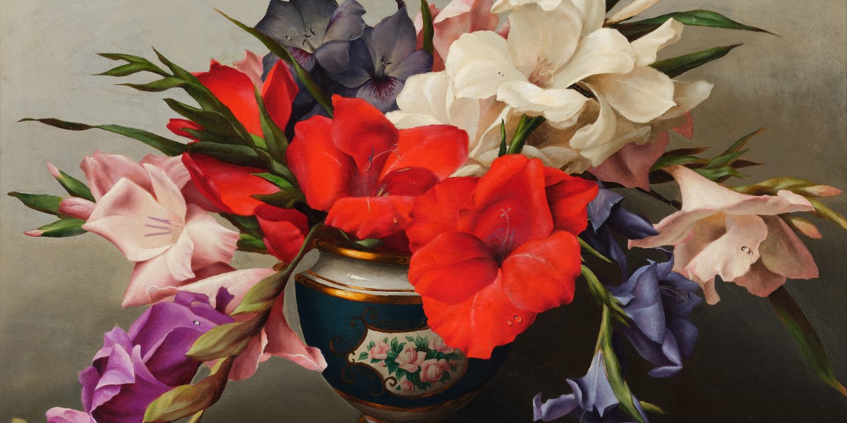 Composition florale aux glaïeuls